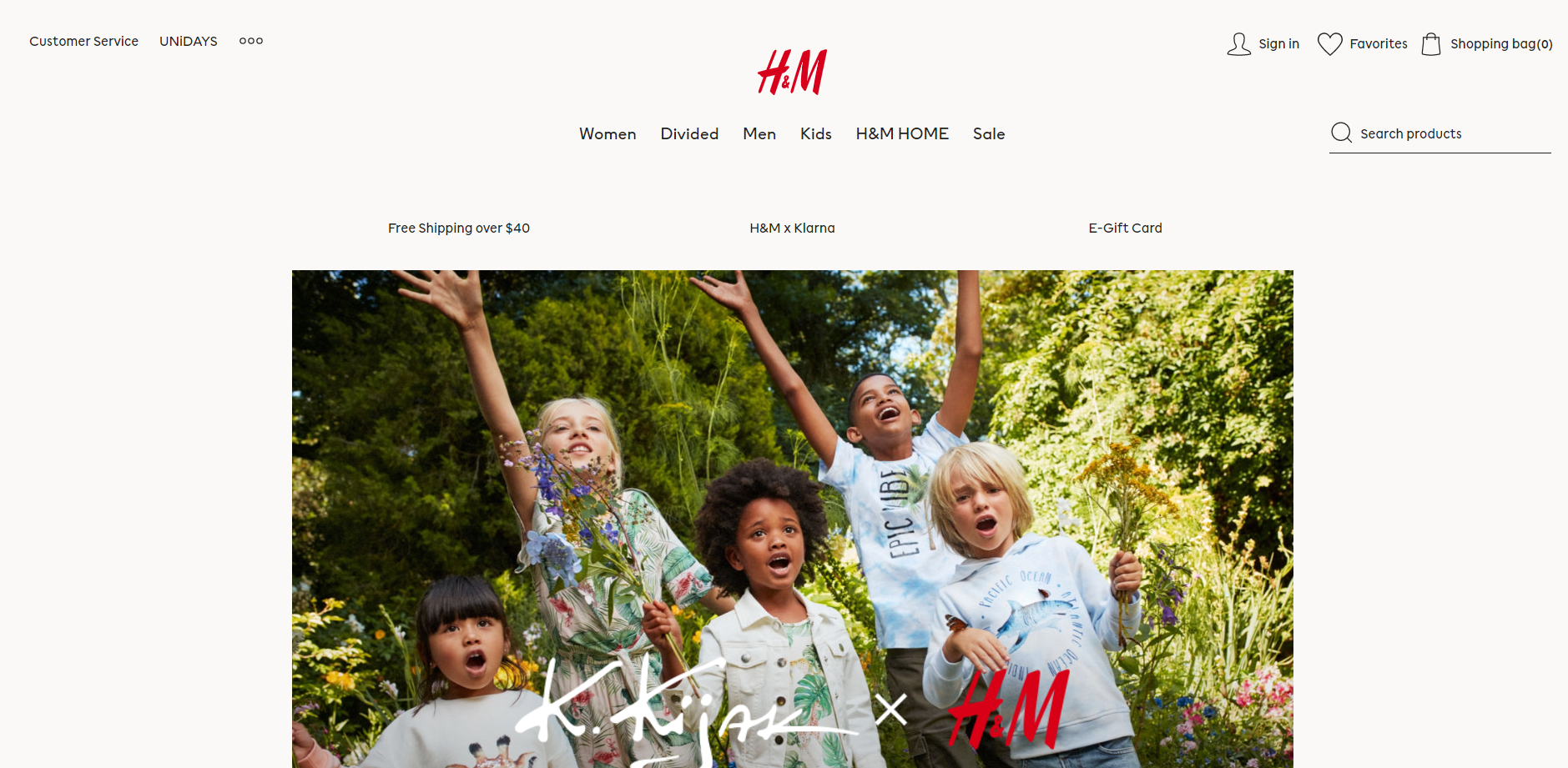 Above The Fold Website: H&M