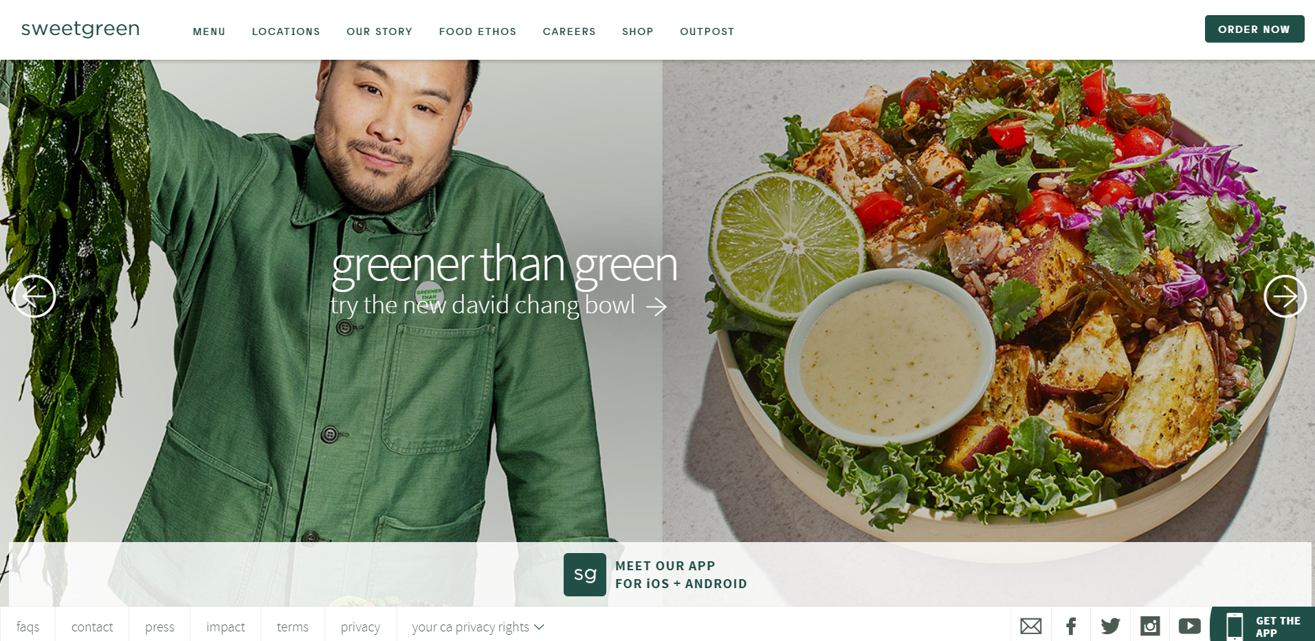 Above The Fold Website: Sweetgreen's Full-Width Banner